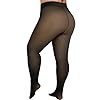 Delcast Plus Size Fleece Lined Tights Women - Fake Translucent Sheer Warm Thermal Pantyhose Leggings for Winter
