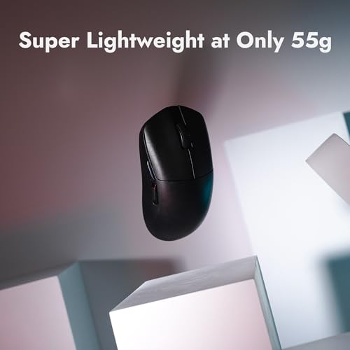 Image of LEMOKEY - Keyvhron G1 8K Wireless Gaming Mouse, 55g Lightweight, PixArt 3950 Sensor, 30K DPI, 140H Battery, Bluetooth /2.4G /USB-C, Ergonomic, Launcher Programmable, Black