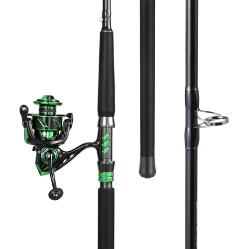 Sougayilang Big Game Spinning Combo 7ft MH 2-Piece Rod 33LB Drag 6.2:1 12+1 Bearings 4000 Reel for Catfish Pike Carp Heavy Duty Lake & River