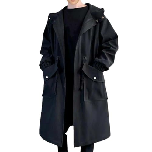 Chaqueta larga para hombre JXQXHCFS de algodon para entretiempo con capucha