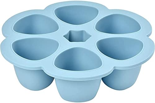 BÉABA, Silicone Multi-Containers, Premium-Quality for Baby, Extreme Heat Resistance, Oven and Microwave, 6 Separate Sections, Airtight Lid, Made in Italy - 6x150 ml - Blue
