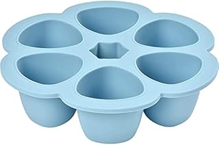 BÉABA, Silicone Multi-Containers, Premium-Quality for Baby, Extreme Heat Resistance, Oven and Microwave, 6 Separate Sections, Airtight Lid, Made in Italy - 6x150 ml - Blue