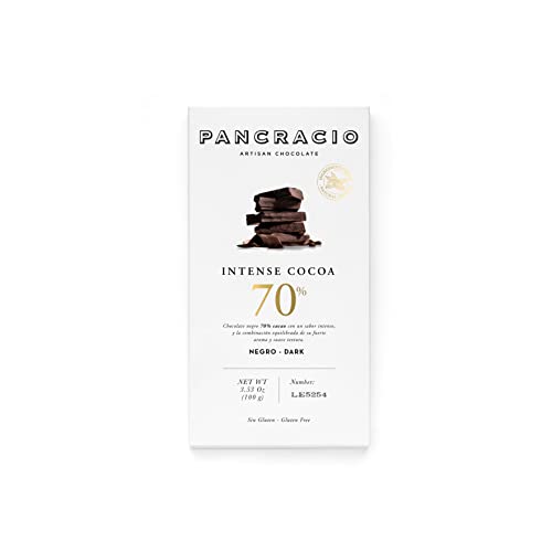 Pancracio Tableta de Chocolate Negro Intense Cocoa 70% Sin Gluten, 100g