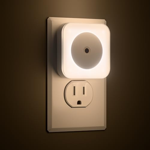 6-Pack LED Night Lights Plug into Wall Bright Nightlight Auto-On/Off and Dimmable 0.5W Plug in Socket Night Light Smart Sensor Daylight White for Adults Kids Bedroom Bathroom Hallway Kitchen Decor
