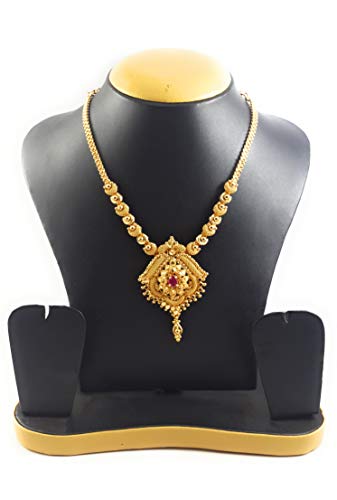 Image of Gold 1 Gram Micro Gold Plated & Copper Traditional Designer Fashion Jewellery Stone Necklace for Women & Girls (LTT /HALL-04) (Yellow)