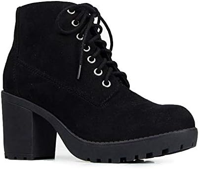 J. Adams Axel Combat Boots for Women - Lace Up Chunky Heeled Fashion Boot