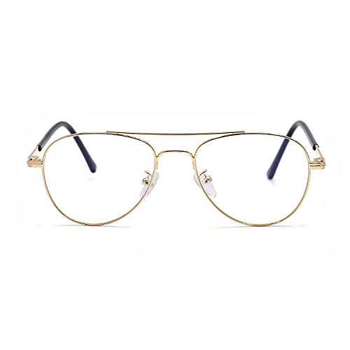 Image of Roshfort Aviator Specs For Men Women light weight Metal Spectacle Frame Eye Strain Protection Computer Glasses Medium