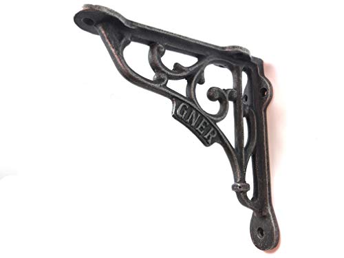 Pair of Wonderful Cast Iron Wall Shelf Brackets from a Steam Railway Carriage