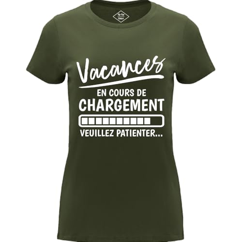 T-Shirt Femme Vacances en Cours de Chargement Kaki en tissu doux et respirant