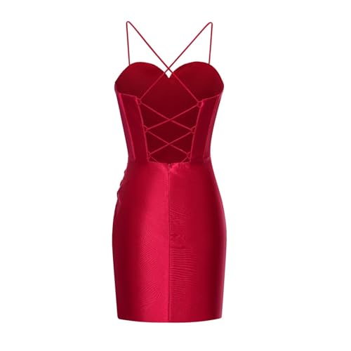 Sweetheart Homecoming Dresses for Teens Spaghetti Straps Satin Tight Mini Cocktail Party Dress AD1354