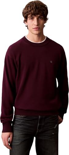 Calvin Klein LS Ez Cotton Crewnk Sweater 12Gg Lv04Rc309G, Maglione, Uomo, Viola (Passion Plum), XL
