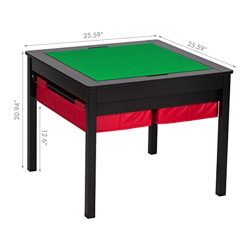 image for UTEX 2 in 1 Kids Construction Play Table with Storage Drawers and Buil