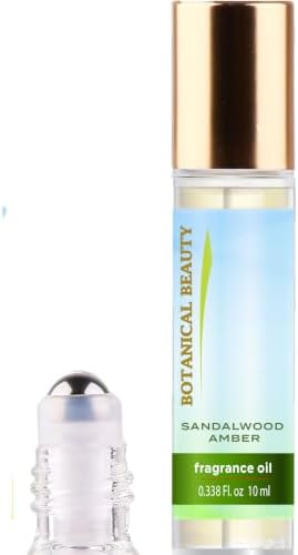 Botanical Beauty SANDALWOOD AMBER FRAGRANCE OIL ROLL-ON. Rollerball Perfume, Long Lasting, Luxury scent, blend of Sandalwood, Amber, Musk, Patchouli, Vanilla, Rose, Jasmine. (0.338 Fl Oz 10 ml) - 1