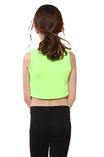 Image of Kids Girls Neon Fluorescent Vest Crop Tops T-Shirt Tee Top Dance Wear Gymnastic Fancy Dress Age 5-14 Years