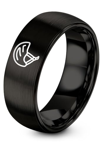 Zealot Jewelry Bike Helmet Ring Gift for Cyclist Womens Black Tungsten Skin Friendly Wedding Band for Women Promise Band for Him Valentine Engraved Christmas for Couples 79th Anniversary Size 9.5