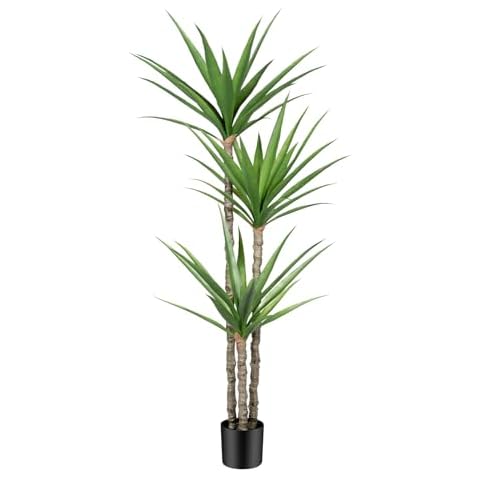 Keeplush Artificial Tree 6ft Faux Agave Plant with 3 Heads in Pot Fake Tree for Home Decor Indoor or Outdoor Office Decoration,Farmhouse,Store Floor Decor Housewarming Gift(1 Pack) Cover