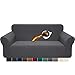 Price comparison product image Luxurlife 1 Piece Water Repellent Couch Cover for 3 Seater Couch High Stretch Sofa Cover Slipcover Non Slip Furniture Protector with Elastic Bottom for Kids Pets(3 Seater,Gray)
