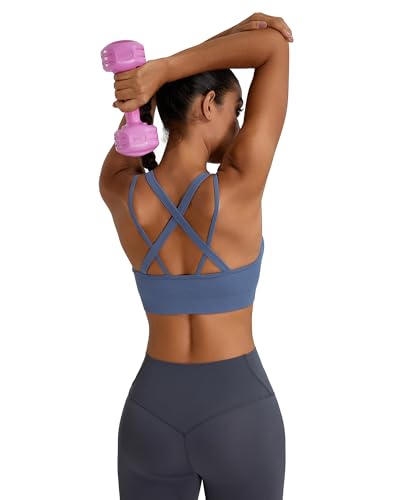 Image of Sports Bras for Women HIigh Support, Criss-Cross Back Padded Strappy High Impact Sports Bras for Women Large Bust
