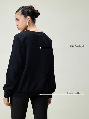 Image of CAVA Essential Sweatshirt for Women | Brushed Fleece, Round Neck, Full Sleeves, Ribbed Cuffs, Embroidery Detail | Cozy Loungewear & Travelwear