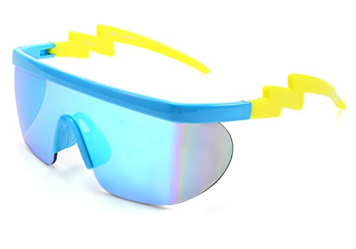FEISEDY Oversized Mirror Shield Sport 80s Sunglasses Ski Goggles Flat Top One Piece Futuristic Visor Women Men B2522