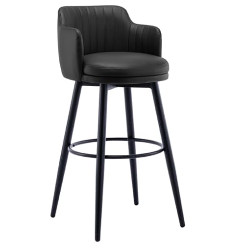 GTOULHH Taburetes Altos de Cocina Silla De Bar Tapizada En Cuero, con Respaldo Y Reposabrazos, Taburetes Altos Taburetes de Cocina(D,Seat Height 75cm)