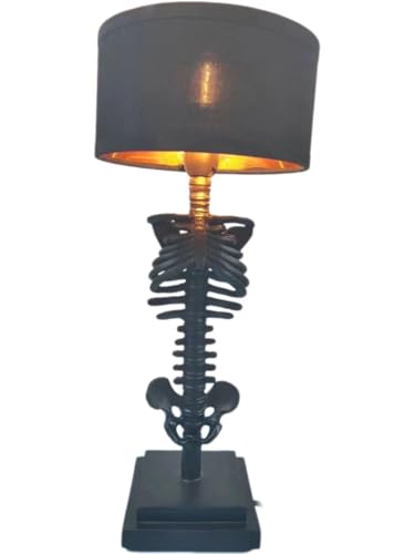 Thcbme Gothic Skull Lamp for Festival - 5W USB Art Deco Skeleton Table Light Spooky Resin Novelty Decor with Funky Whimsical Design Unique Gothic Decorate for Party/Home Office (Black)
