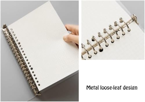 Cuaderno de cuadrícula recargable con anillas metálicas y hojas gruesas 6