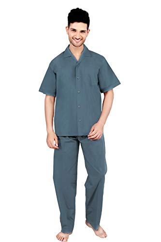 Image of Men's Cotton Plain /Solid Top and Pyjama Set Pack of 1