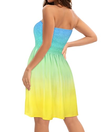 Image of elescat Summer Dresses for Women 2026 Strapless Casual Beach Cover Ups Tube Top Sundress