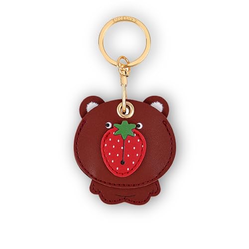 Image of Leather Keychain Case Holder Compatible with Apple AirTag, GPS Airtag Keychain Finder Tracker with Key Ring, Anti-Scratch Protective Air Tag Cover | Leather
