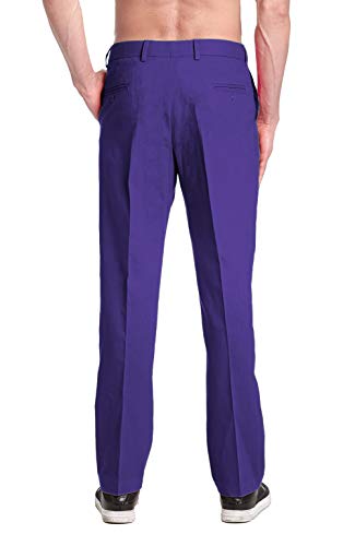 Brand Men's COTTON Dress Pants PURPLE INDIGO Flat Front Mens Trousers2