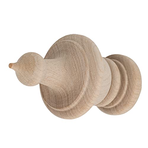 image for UNIQANTIQ HARDWARE SUPPLY Turned Birch Wooden Finial | 3 1/2 Height | 