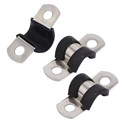 Tool parts 8mm Dia EPDM Rubber Lined U Shaped Pipe Tube Wire Clamps Clips 3pcs