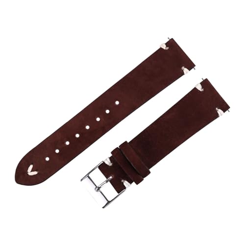Correa de reloj cuero mate 20mm y 21mm en marrón oscuro y verde artesanal YGUK0J