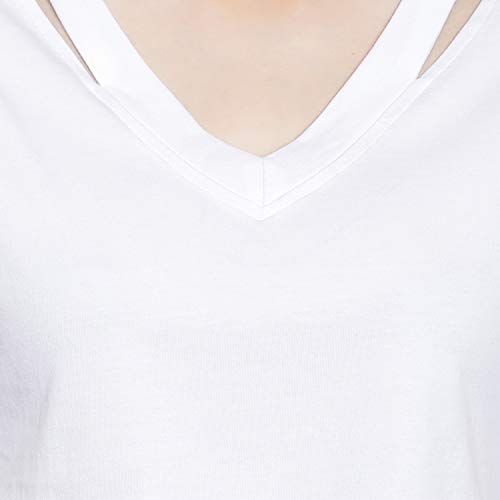 Image of LE BOURGEOIS Women Solid Loose Fit Desiger V-Neck Short Sleeve Dance Party Casul Crop Top
