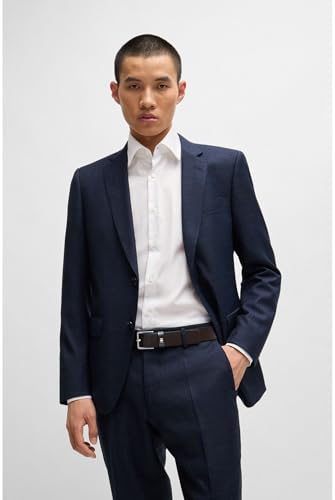 BOSS Hommes Ther-Flag-E Sz35 Ceinture en cuir italien avec passant à rayures emblématiques