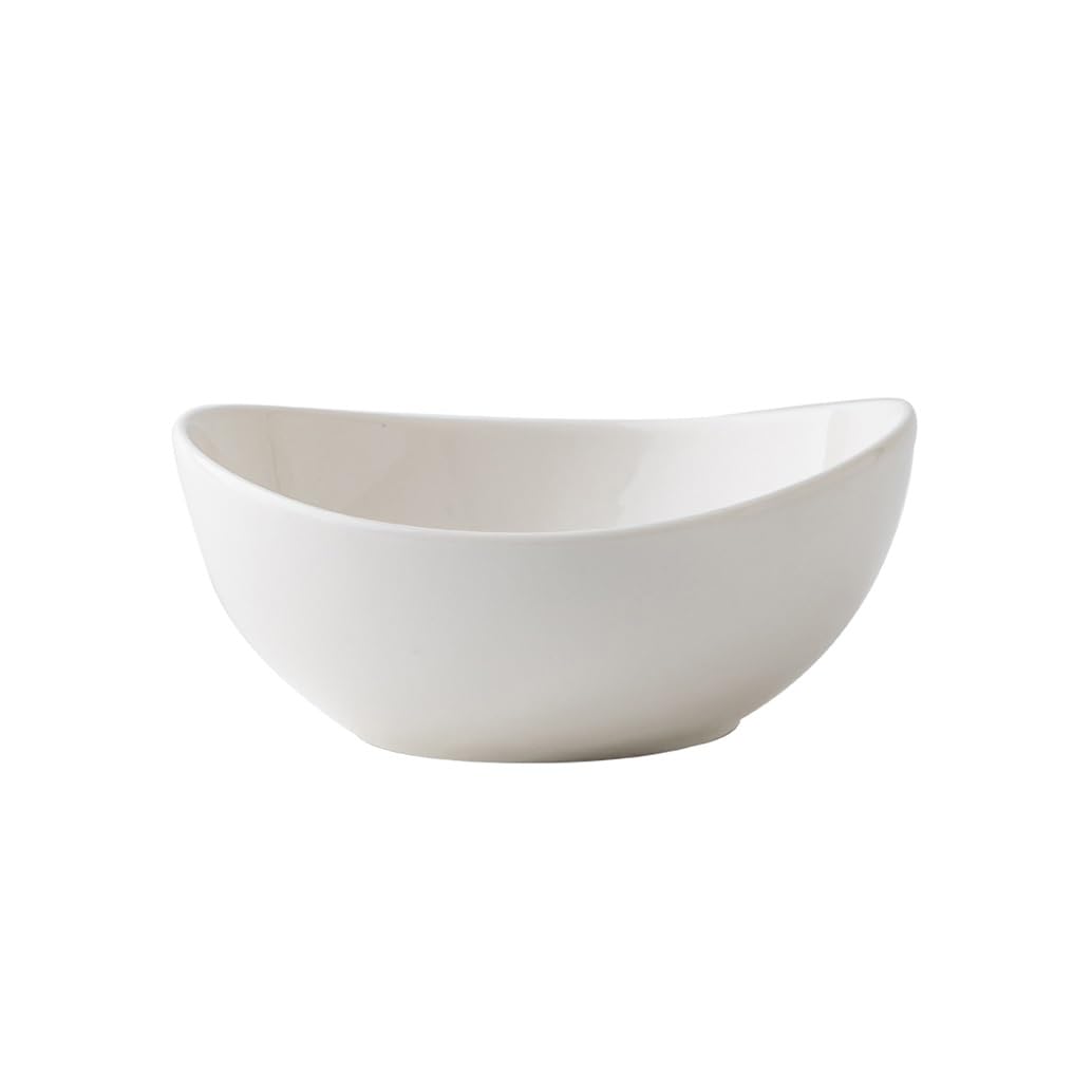 GFHTRELY Salad Bowl 7-inch White Special-shaped Ceramic Breakfast Fruit Salad Bowl Restaurant Kitchen Service Dessert Cake Tableware Suitable For Afternoon Tea Fruit Bowl