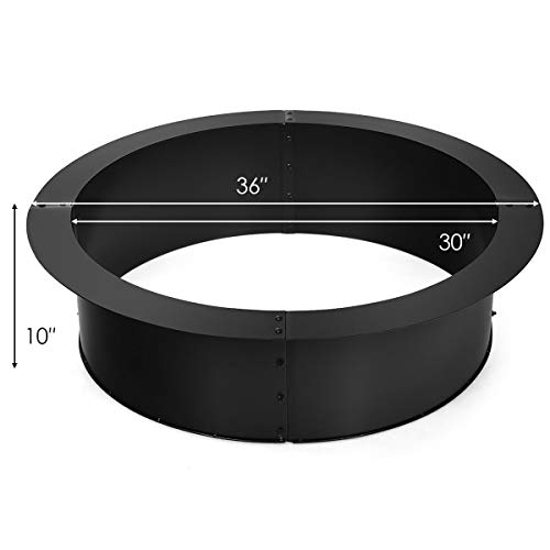 Giantex Fire Ring Heavy Duty Thick Solid Steel Fire Pit Liner 36-Inch Outer/30-Inch Inner Diameter, Diy Fire Pit Rim Above Or In-Ground For Outdoor, Patio, Backyard #TOP4