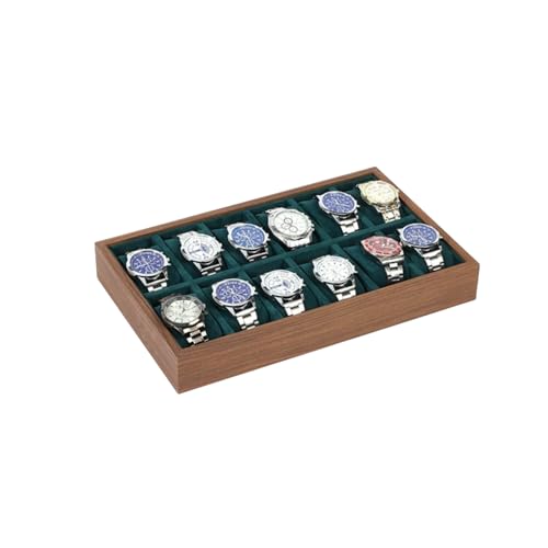 Plateau rangement display montre multi-fentes en bois marron