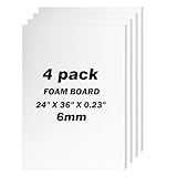 Julonova 4 Pack Foam Board 24'x36', 0.23' Thick White Poster Board, Acid-Free Double Sided Foam Core Board for Presentation Art, Display, Office, School Projects, Crafting, Sign Making