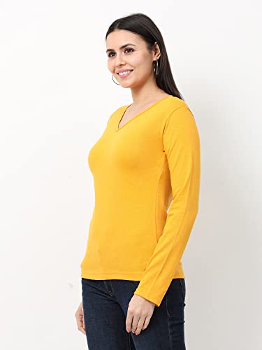 Image of Wafaa Women's Cotton Plain V Neck Full Sleeve T-Shirt