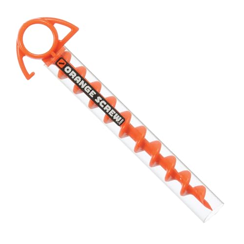 Orange Screw Ultimate Ground Anchors: Heavy Duty Screw-in Tent Stakes for High Wind, Sand, Canopies, and Camping - Made in USA, Included T-Grip Tool - (Small, Single Pack, Orange)