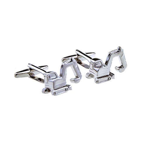 MRCUFF Steam Shovel Tractor Excavator Pair Cufflinks in a Presentation Gift Box & Polishing Cloth