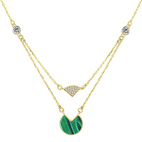 Collier malachite femmes bijoux de mariage pendentif géométrique argent 925 chic