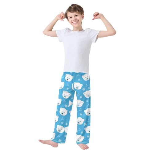 Boys' Pants Polar Bear Snowflake Blue Long Bottoms Jogger Pants Elastic Waist Trousers with Pockets S-XL2