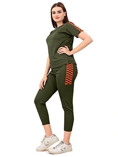 Image of DTR FASHION Lycra Blended Checkered Printed Tracksuit Co-ord Sets for Women TS HALF CHECKS NEW