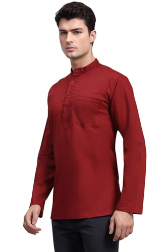 Image of SKAVIJ Men's Long Sleeve Short Tunic Ethnic Wear Cotton Kurta