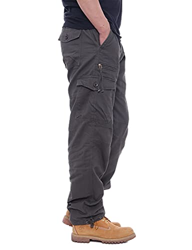 IDEALSANXUN Mens Cargo Pants Casual Elastic Waist Loose Straight Leg Cargo Pants3