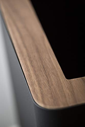 YAMAZAKI Rin' 3195 Papierkorb-Mülleimer für Wohnzimmer, Büro, Arbeitszimmer, Stahl, Holz, schwarz, L 28 x B 15 x H 30 cm - Image 5