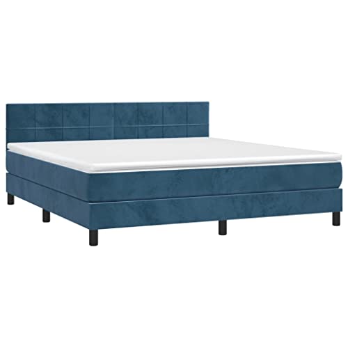 vidaXL Boxspringbett mit Matratze Doppelbett Polsterbett Bett Hotelbett Bettrahmen Bettgestell Lattenrost Schlafzimmerbett Dunkelblau 160x200cm Samt vidaXL Boxspringbett mit Matratze Doppelbett Polsterbett Bett Hotelbett Bettrahmen Bettgestell Lattenrost Schlafzimmerbett Dunkelblau 160x200cm Samt